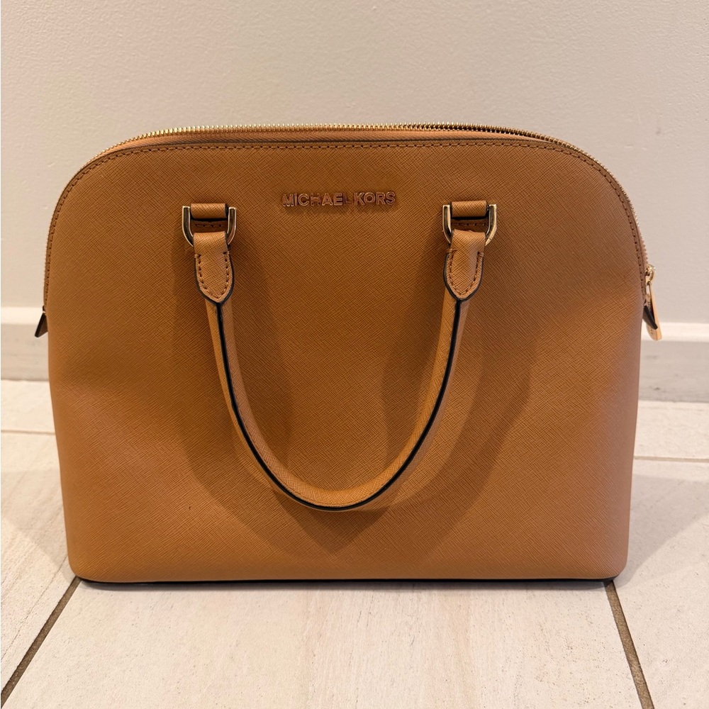 Michael Kors Caramel Saffiano Dome Satchel
